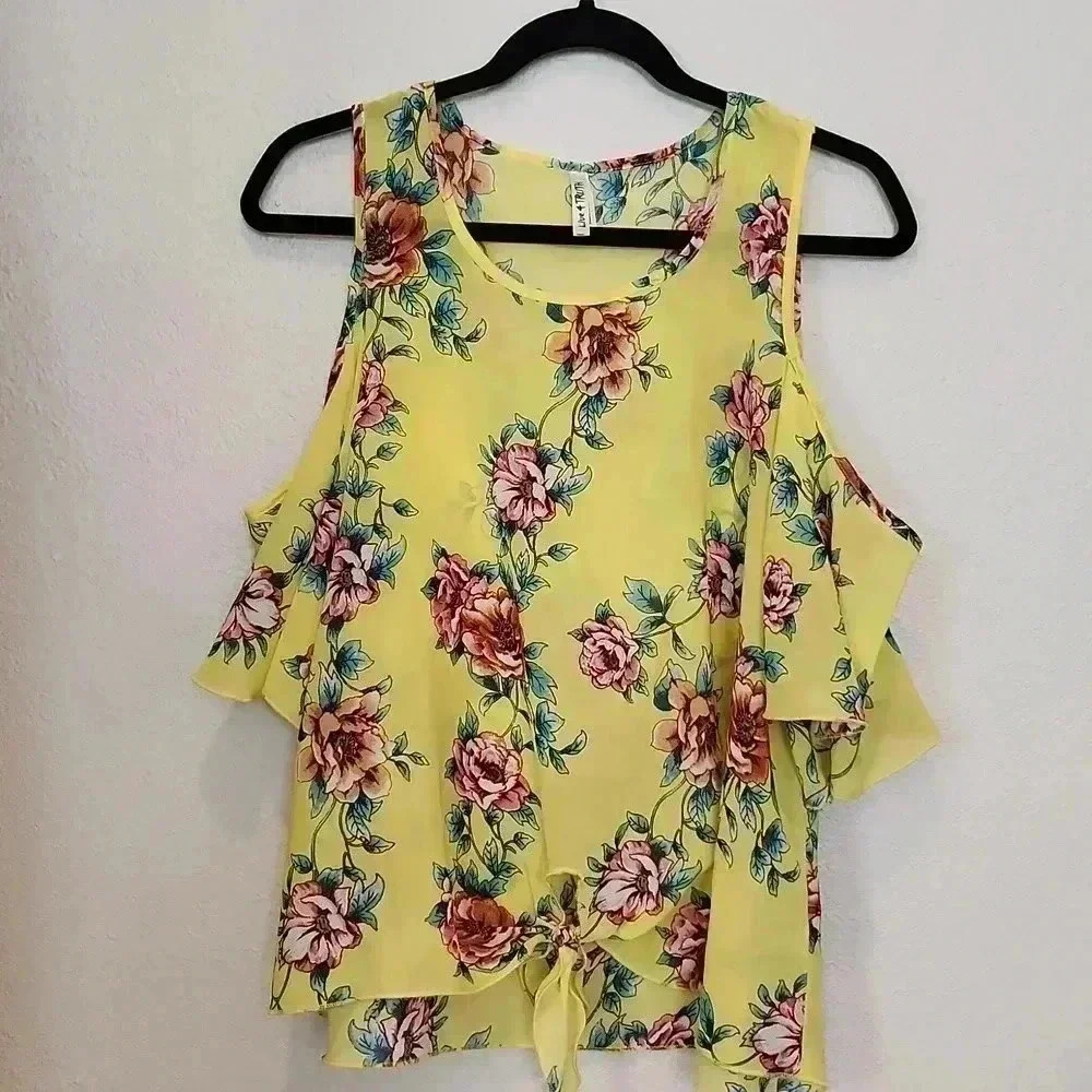 Live 4 Truth Off the Shoulders Floral Yellow Blouse Size XL